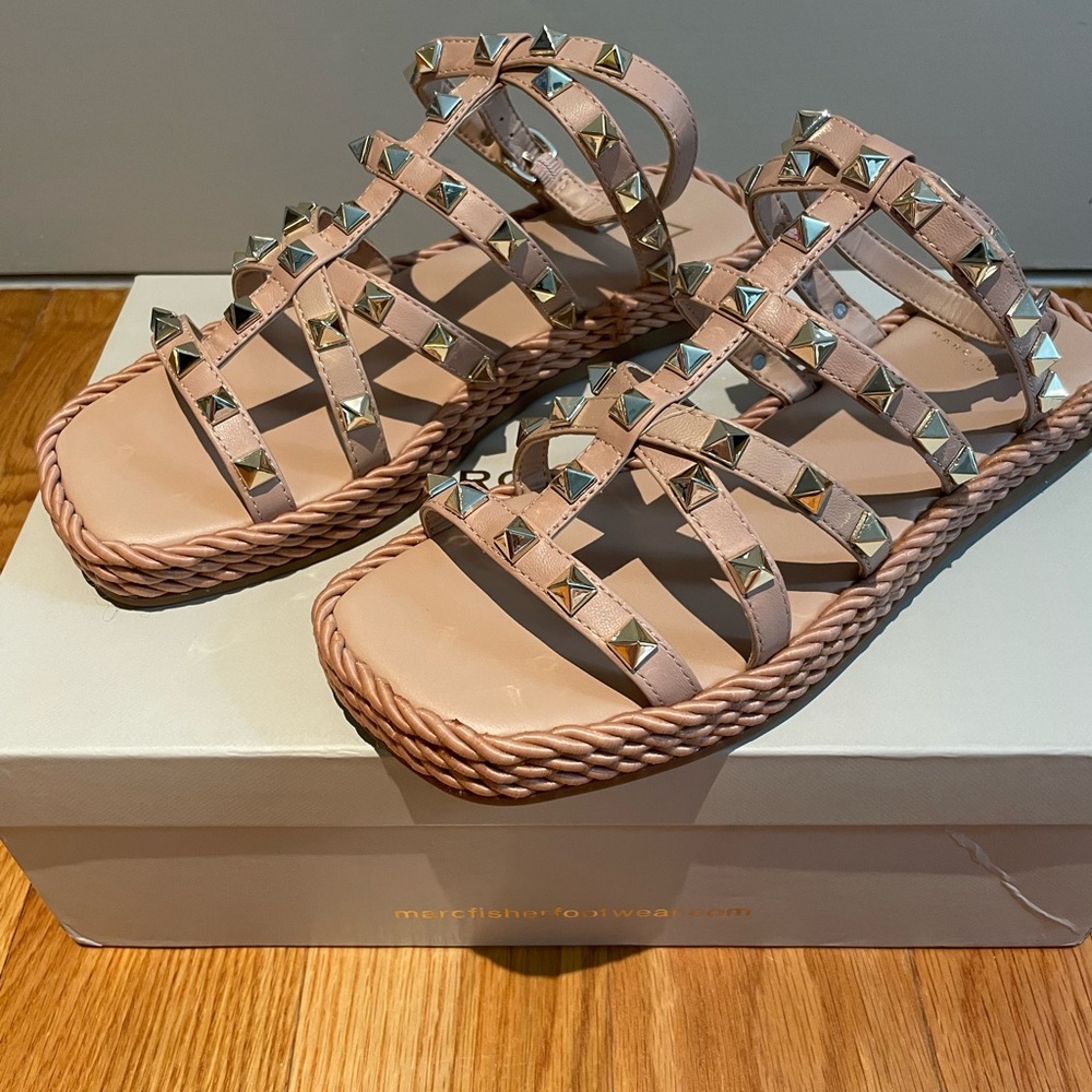 Marc Fisher blush colored stidded sandals withh ankle strap Size 6 / 36